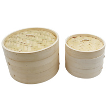 Panier à vapeur en bambou de boulette chinoise en gros panier d&#39;aliments à 2 niveaux